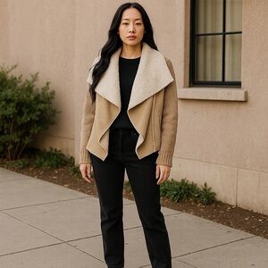 Women’s Knox Rose Vegan Suede Sweater XS Tan Machine Washable Poly/Acrylic